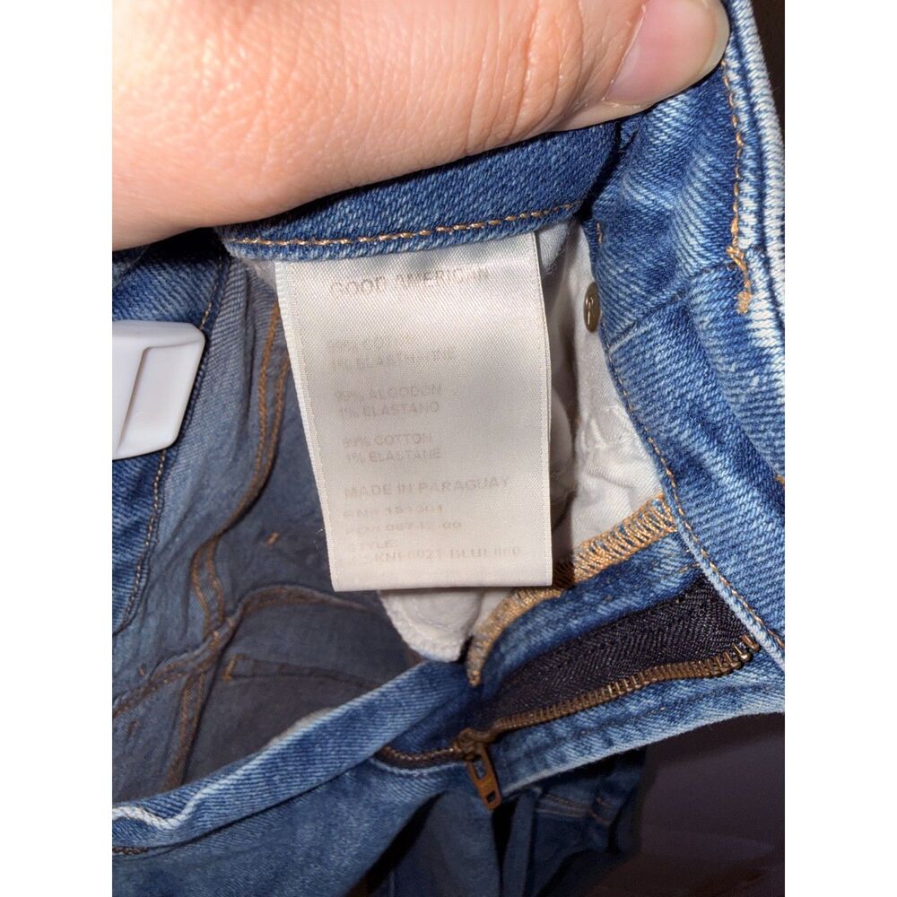 Good American Good Legs High Rise Skinny Jeans Size 6/28 Blue Distressed Raw Hem - Picture 6 of 7